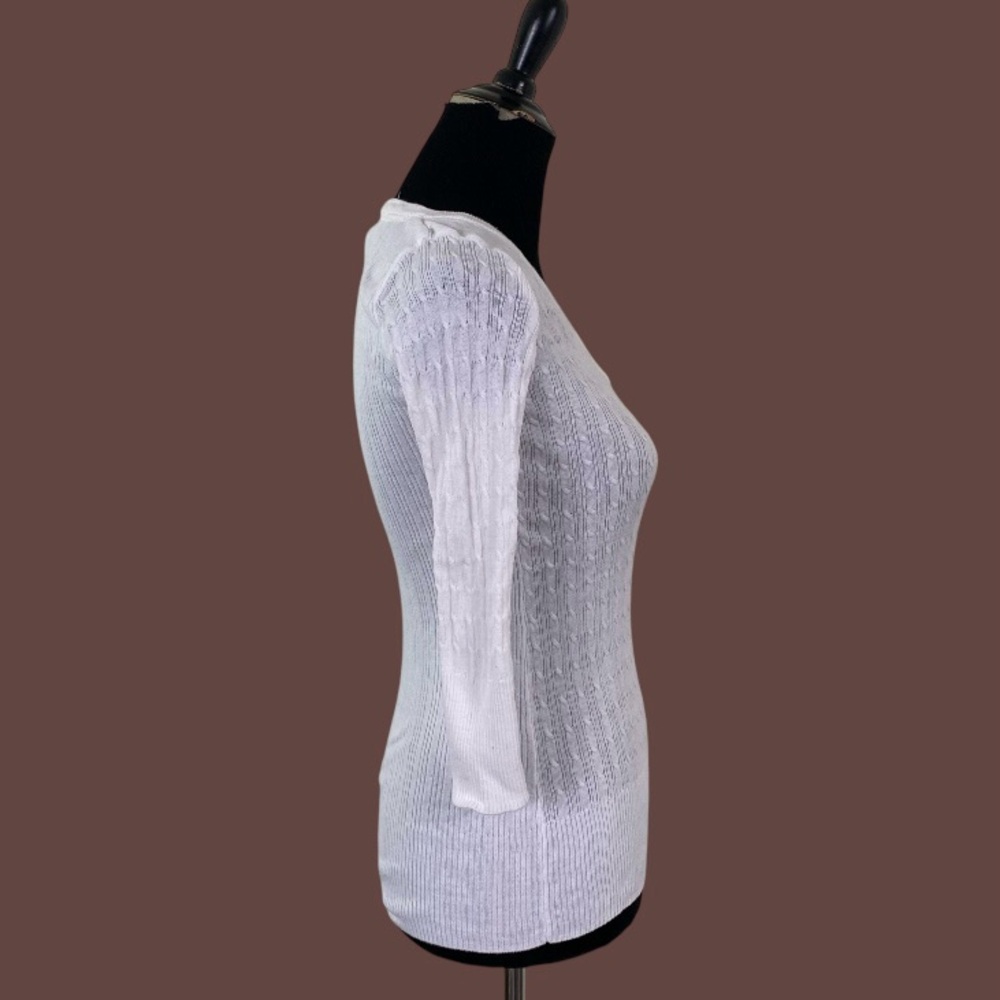 White v neck sheer sweater top size medium 3/$25 - Picture 2 of 7